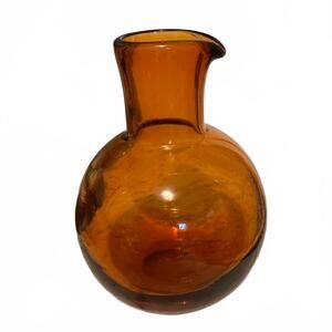 Vintage West Elm Amber Glass Beaker Retro Pitcher Vase